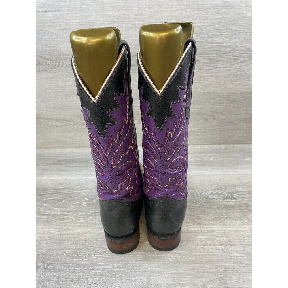 Lucchese Purple and Black Western Heeled Boots - Picture 3 of 14